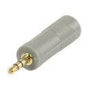 Stereo-Audio-Adapter 3.5 mm male - 6.35 mm female Grau