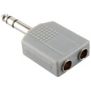 Stereo-Audio-Adapter 6.35 mm male - 2x 6.35 mm female Grau