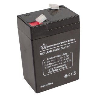 Wiederaufladbare Blei-Säure-Batterie 6 V 4500 mAh 70 mm x 47 mm x 101 mm