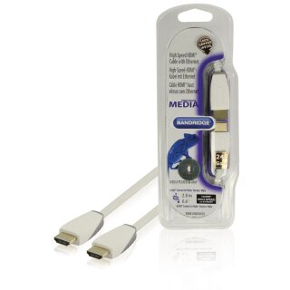 High Speed HDMI Kabel mit Ethernet HDMI Anschluss - HDMI Anschluss 2.00 m Weiss