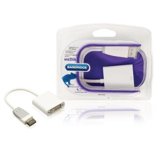 Displayport-Kabel Displayport male - DVI-I 24+5-pol. Buchse 0.20 m Weiss