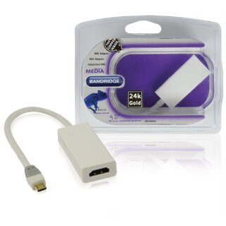 MHL-Kabel USB Micro B 5-pol. male - HDMI-Ausgang + USB Micro-B-Stecker 0.20 m Weiss