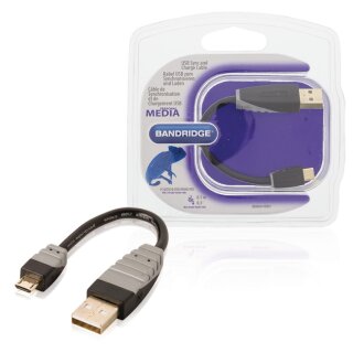 USB 2.0 Kabel USB A male - Micro-B male rund 0.10 m Schwarz