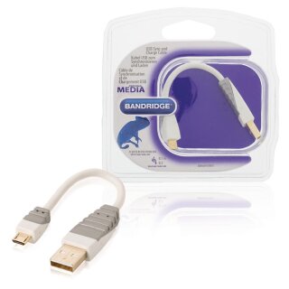 USB 2.0 Kabel USB A male - Micro-B male rund 0.10 m Weiss
