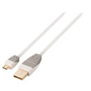 USB 2.0 Kabel USB A male - Micro-B male rund 3.00 m Weiss