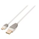 USB 2.0 Kabel USB A male - Micro-B male rund 3.00 m Weiss