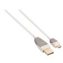 USB 2.0 Kabel USB A male - Micro-B male rund 3.00 m Weiss