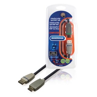Displayport-Kabel Displayport male - HDMI Anschluss 2.00 m Blau