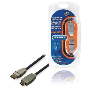Displayport-Kabel Displayport male - HDMI Anschluss 5.00 m Blau