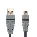 USB 2.0 Kabel USB A male - Mini 5-pol. male rund 4.50 m Blau