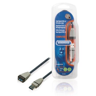 USB 3.0 Verlängerungskabel USB A male - USB A female rund 1.00 m Blau