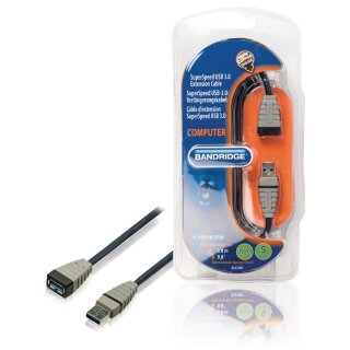 USB 3.0 Verlängerungskabel USB A male - USB A female rund 3.00 m Blau
