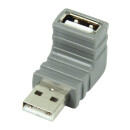 USB 2.0 Adapter 90° abgewinkelt USB A male - USB A female Grau