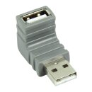 USB 2.0 Adapter 90° abgewinkelt USB A male - USB A female Grau