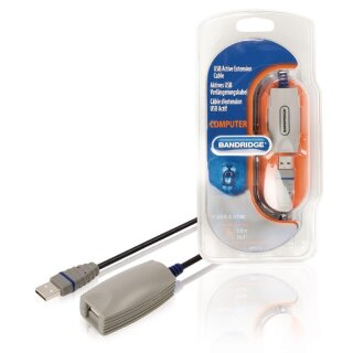 Aktive USB 2.0 Verlängerungskabel USB A male - USB A female 5.00 m Blau