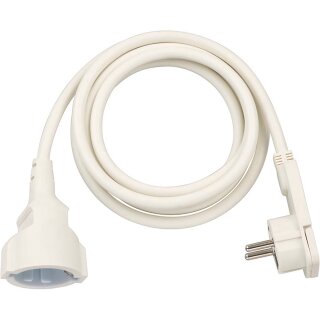 Stromkabel Strom verlängerungskabel 2 m H05VV-F 3G1.5 IP20 Weiss Flachstecker Flacher Stecker