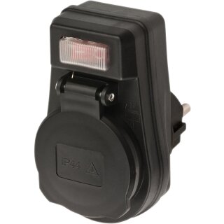 Steckdosenadapter mit Ein / Aus-Schalter 1 x Schuko Schwarz