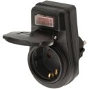 Steckdosenadapter mit Ein / Aus-Schalter 1 x Schuko Schwarz