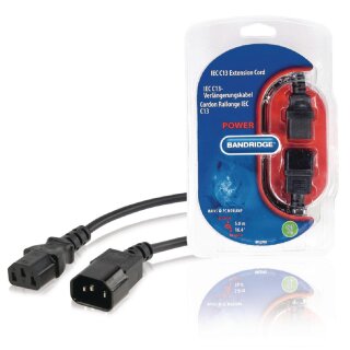 Kaltgeräte-Verlängerung IEC-320-C14 - IEC-320-C13 5.00 m Schwarz