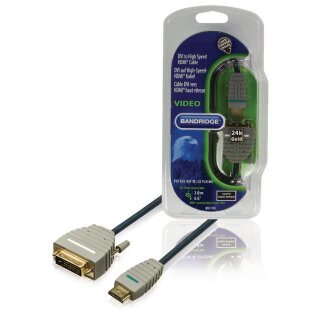 High Speed HDMI Kabel HDMI Anschluss - DVI-D 24+1p Stecker 2.00 m Blau