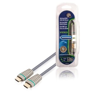 High Speed HDMI Kabel mit Ethernet HDMI Anschluss - HDMI Anschluss 2.00 m Blau
