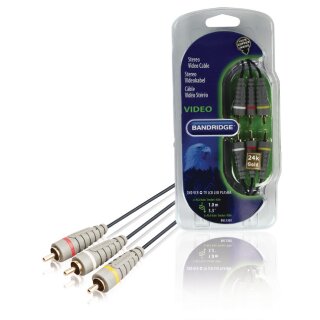 Composite-Videokabel 3x RCA male - 3x RCA male 1.00 m Blau