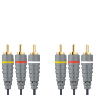 Composite-Videokabel 3x RCA male - 3x RCA male 2.00 m Blau