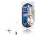 Koaxkabel 120 dB abgewinkelt Koax-Stecker - Koax-Kupplung 1.00 m Weiss