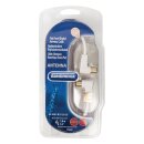 Koaxkabel 120 dB abgewinkelt Koax-Stecker - Koax-Kupplung 1.00 m Weiss