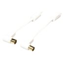 Koaxkabel 120 dB abgewinkelt Koax-Stecker - Koax-Kupplung 2.00 m Weiss