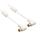 Koaxkabel 120 dB abgewinkelt Koax-Stecker - Koax-Kupplung 2.00 m Weiss
