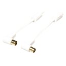 Koaxkabel 120 dB abgewinkelt Koax-Stecker - Koax-Kupplung 3.00 m Weiss