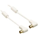 Koaxkabel 120 dB abgewinkelt Koax-Stecker - Koax-Kupplung 3.00 m Weiss