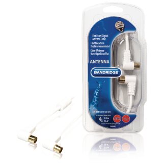 Koaxkabel 120 dB abgewinkelt Koax-Stecker - Koax-Kupplung 5.00 m Weiss