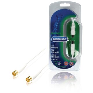 Koaxialkabel Koax-Stecker - Koax-Kupplung gerade 3.00 m Weiss