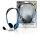 Headset am Ohr 2 x 3.5 mm Eingebautes Mikrofon 2.0 m Blau