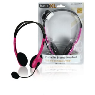 Headset am Ohr 2 x 3.5 mm Eingebautes Mikrofon 2.0 m Rosa