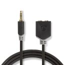Stereo Audiokabel | 3,5-mm-Stecker  -  2x 3,5-mm-Buchse | 0,2 m | Anthrazit