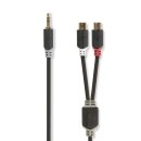 Stereo Audiokabel | 3,5-mm-Stecker  -  2x CINCH-Kupplung | 0,2 m | Anthrazit