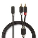 Stereo Audiokabel | 2x Cinch-Stecker  -  3,5-mm-Buchse | 0,2 m | Anthrazit