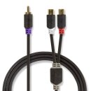 Subwoofer Kabel | Cinch-Stecker  -  2x Cinch-Buchse | 0,2 m | Anthrazit