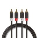 Stereo Audiokabel | 2x Cinch-Stecker  -  2x Cinch-Stecker | 1,0 m | Anthrazit