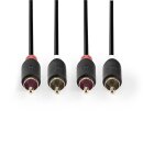 Stereo Audiokabel | 2x Cinch-Stecker  -  2x Cinch-Stecker | 1,0 m | Anthrazit