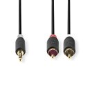 Stereo Audiokabel | 3,5-mm-Stecker  -  2x Cinch-Stecker | 0,5 m | Anthrazit