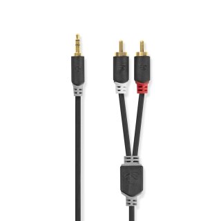 Stereo Audiokabel | 3,5-mm-Stecker  -  2x Cinch-Stecker | 1,0 m | Anthrazit
