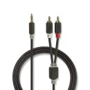 Stereo Audiokabel | 3,5-mm-Stecker  -  2x Cinch-Stecker | 1,0 m | Anthrazit