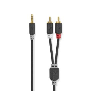 Stereo Audiokabel | 3,5-mm-Stecker  -  2x Cinch-Stecker | 2,0 m | Anthrazit