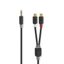 3,5mm Stecker Klinke - 2x Cinch RCA Buchse Adapter Audio Kabel 0,2m