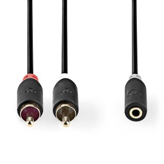 Stereo Audiokabel | 2x Cinch-Stecker  -  3,5-mm-Buchse | 0,2 m | Anthrazit