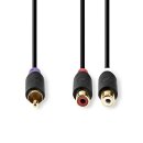 Subwoofer-Kabel | Cinch-Stecker  -  2x Cinch-Buchse | 0,2 m | Anthrazit